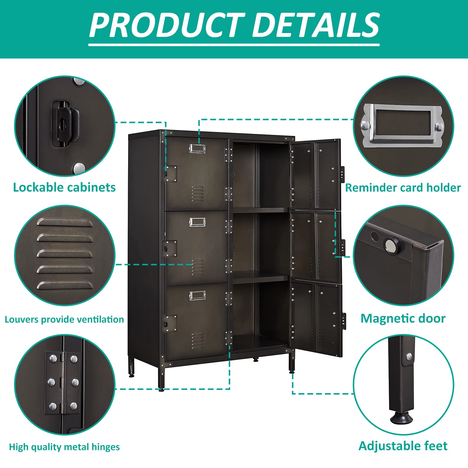 Amazon.com : SISESOL 6 Door Vintage Steel Modern Locker Cabinet